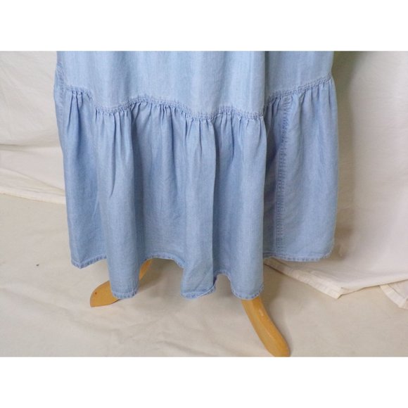 🆕RALPH LAUREN Denim Ruffled Midi Dress Blue 16 - Picture 8 of 12